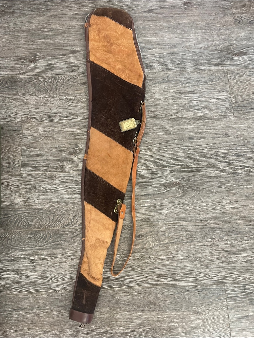 Vintage Suede Leather Gun Case AS IS Broken Zipper - Fits Winchester 308